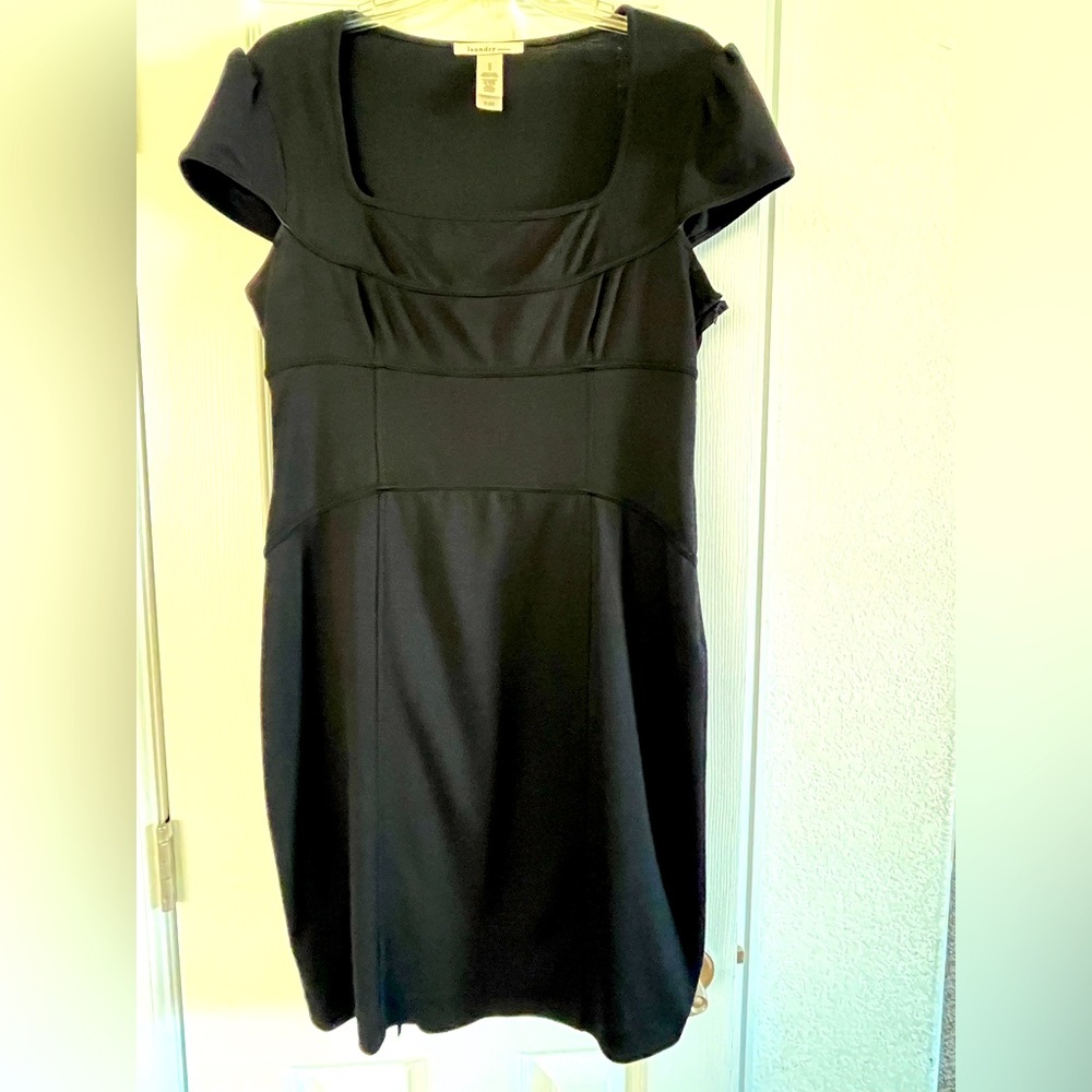 Laundry By Design Black Short Cap Sleeves Sheath Dress